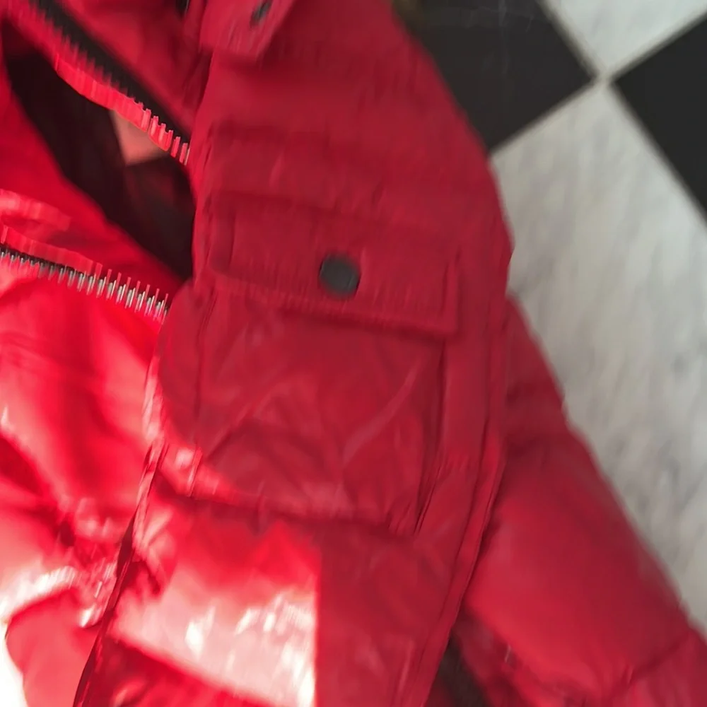 Gently worn girls red s13 jacket with fur hood size 10 girls